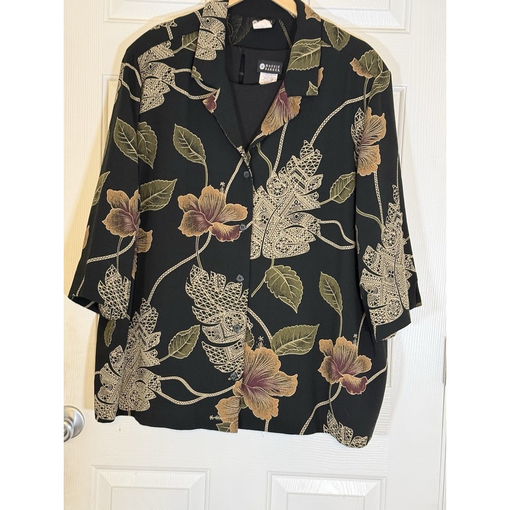 maggie barnes 1x Boho Floral 3/4 Sleeve Blouse Top Shoulder Pads Size 3X